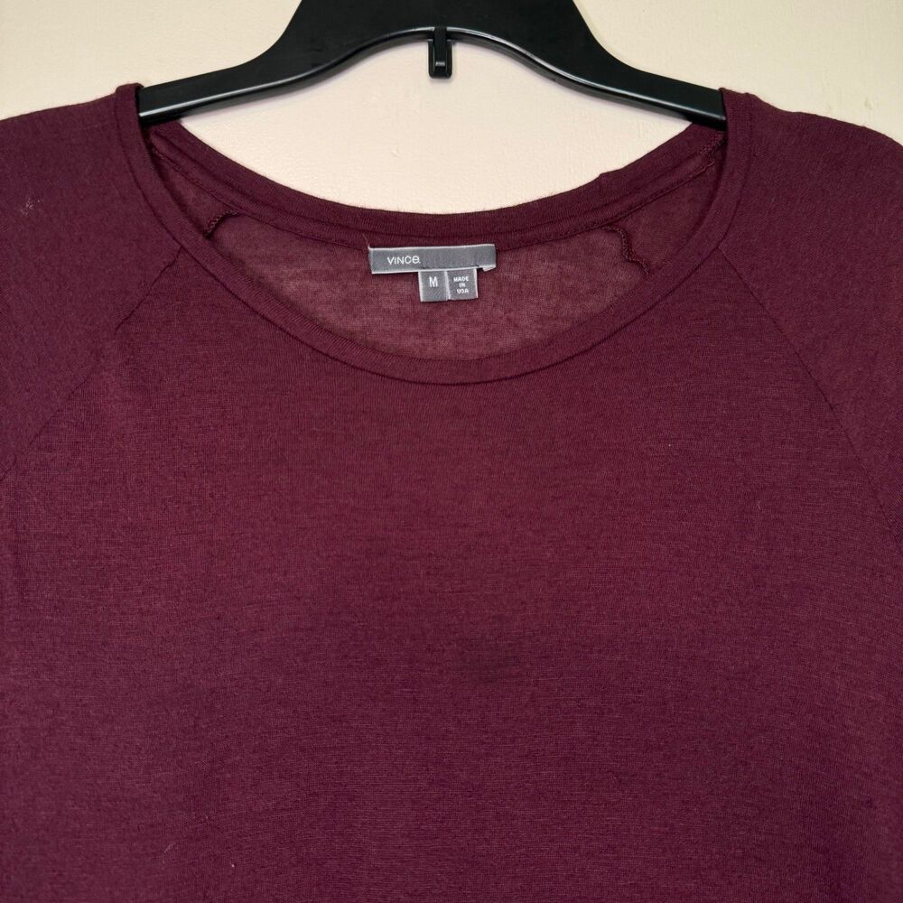 VINCE woman's size medium M Made in USA soft stretch long sleeve classic top - Picture 3 of 10